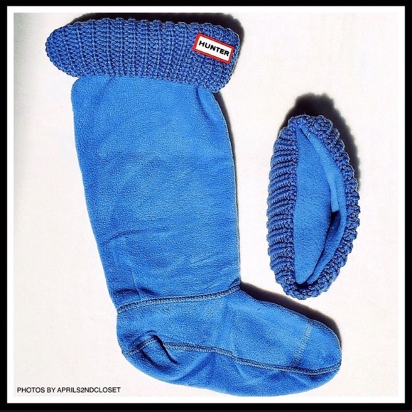 HUNTER ORIGINAL TALL CUFFED BLUE BOOT SOCKS A2C - Picture 7 of 8
